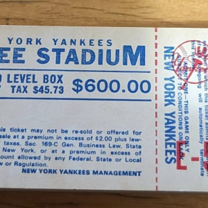 1982 New York Yankees Yankee Stadium Season Ticket Rain Check