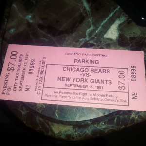 1991 Chicago bears vs New York Giants parking pass